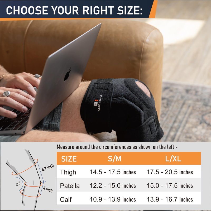 Comforband Adjustable Hinged Knee Brace – Dual Side Hinges for ACL, PCL, MCL Injury Support, Meniscus Tear, Arthritis Pain Relief, Post-Surgery Recovery (Black, L/XL)