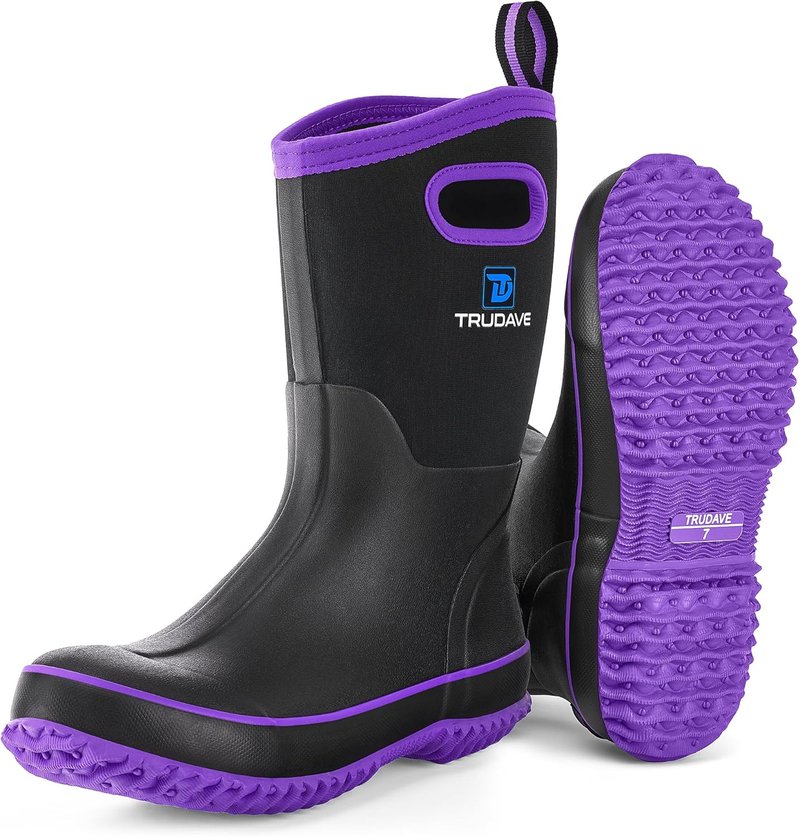 Women's Waterproof Rubber Boots - Mid Calf Neoprene Insulated Outdoor Footwear | Sizes 5-11