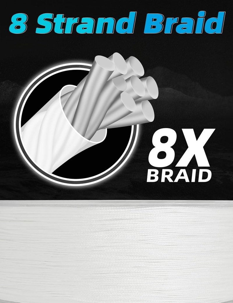 Braided Fishing Line - PE 8 Strands, Abrasion Resistant | 300/500/3000 Yards, 15-120 LB, Thin Diameter, Saltwater Fishing