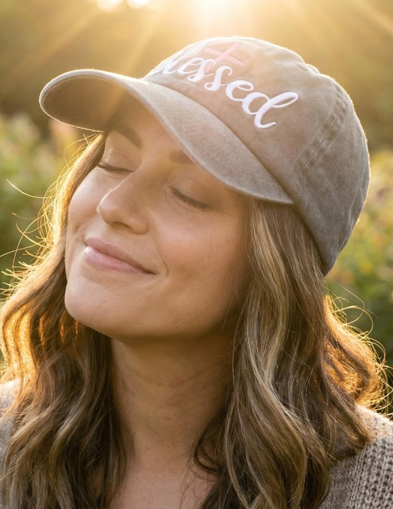 InnoBeta Christian Hats for Women, Blessed Hat for Women, Adjustable Vintage Christian Baseball Cap Washed Cotton Embroidered Hat