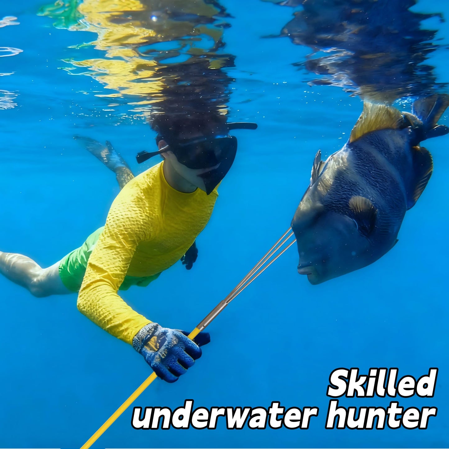 SINGMATOOLS Spearfishing Pole Hawaiian Sling Fishing Spear Set Fiberglass Pole Spear Harpoon Spearfishing Gear (Orange)