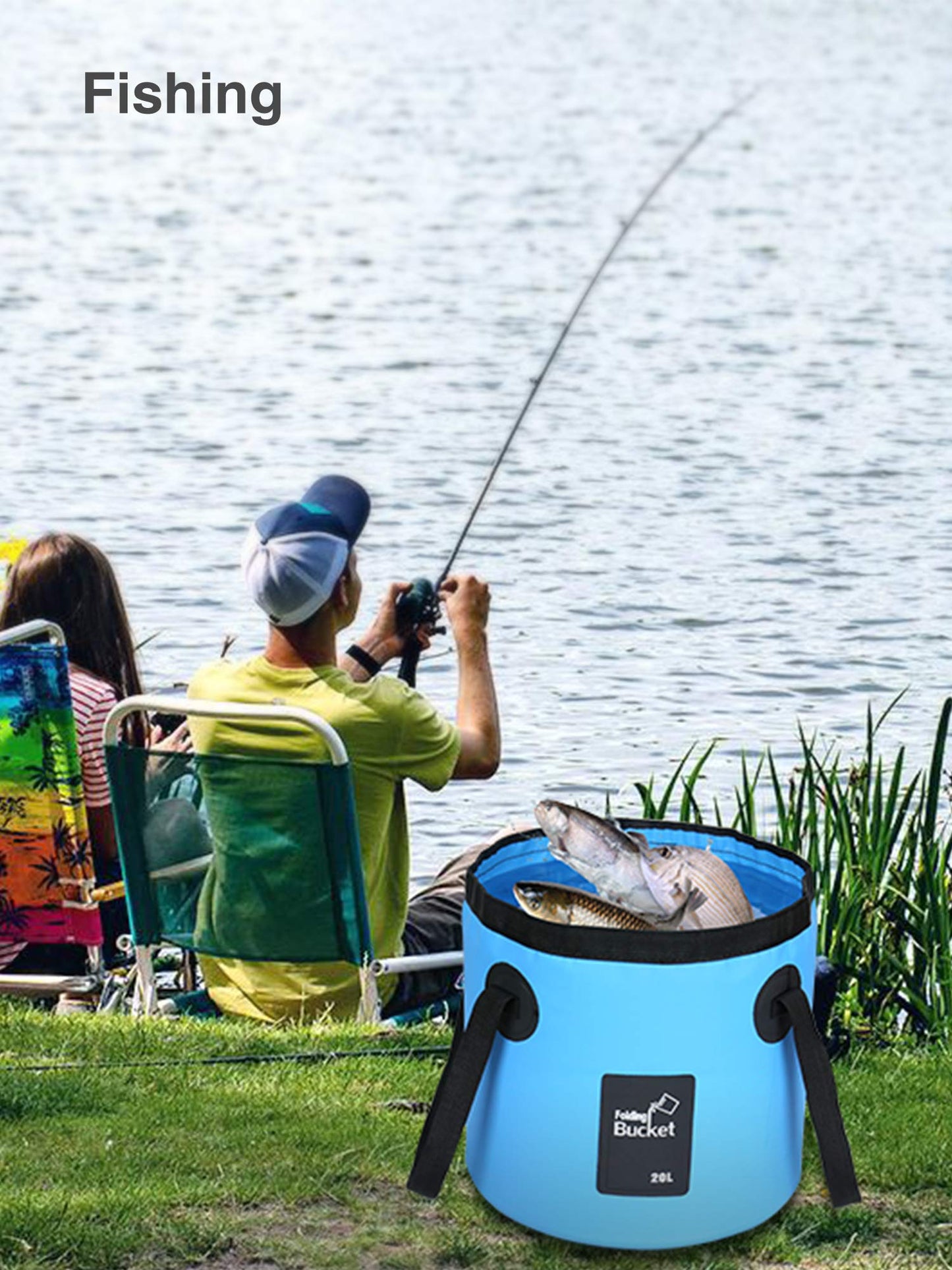 Luxtude Collapsible Bucket with Handle, 5 Gallon(20L), Portable & Ultra Lightweight Outdoor Basin Bucket, Folding Bucket for Fishing, Camping, Hiking, Car Washing and More