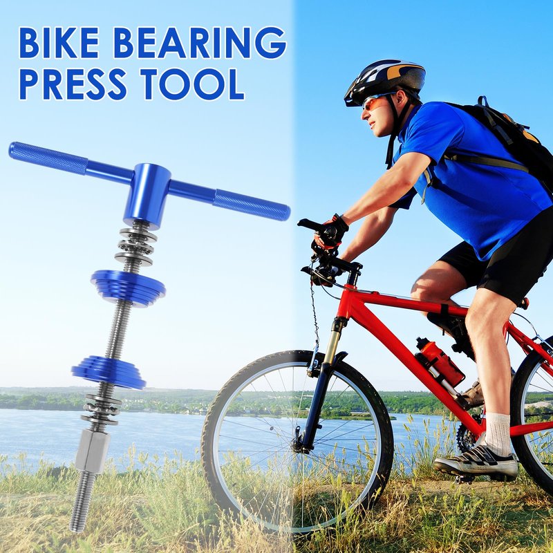 Bike Headset Press Tool, BB Axle Installation Tool, Electroplating Bike Headset Press Installer With Detachable Handle for Most Standard Bicycle Frame(Blue)