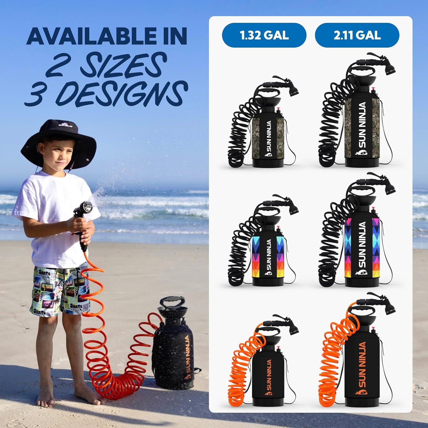 Portable Camping Shower - 7 Mode Shower Head with Neoprene Cover | High Pressure, Easy to Carry