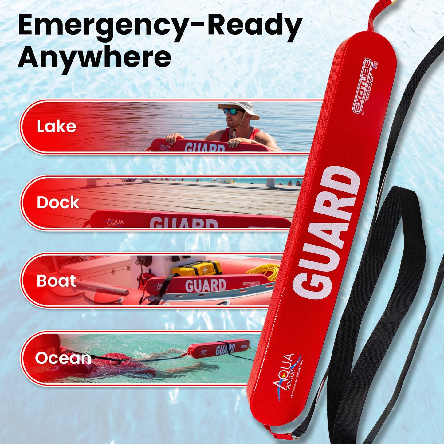 Aquamentor 40" - 50" ExoTube - Made in The USA - Lifeguard Rescue Tube, Pick Resistant Mesh Casing, Crafted for Durability, Superior Grip, and Performance in Lifesaving Emergencies