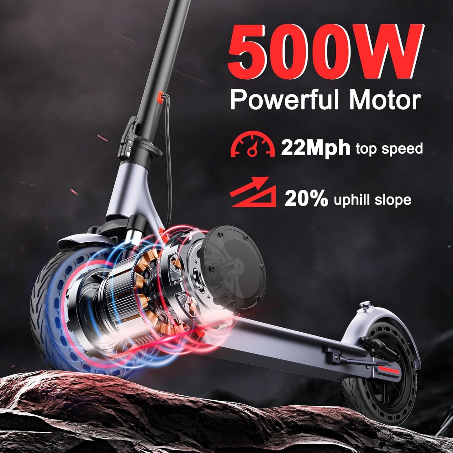 Electric Scooter - Maxshot Folding Escooter for Adults & Kids | 8.5"/10"/14" Tires, 16-22 MPH, Long Range Up to 50 Miles