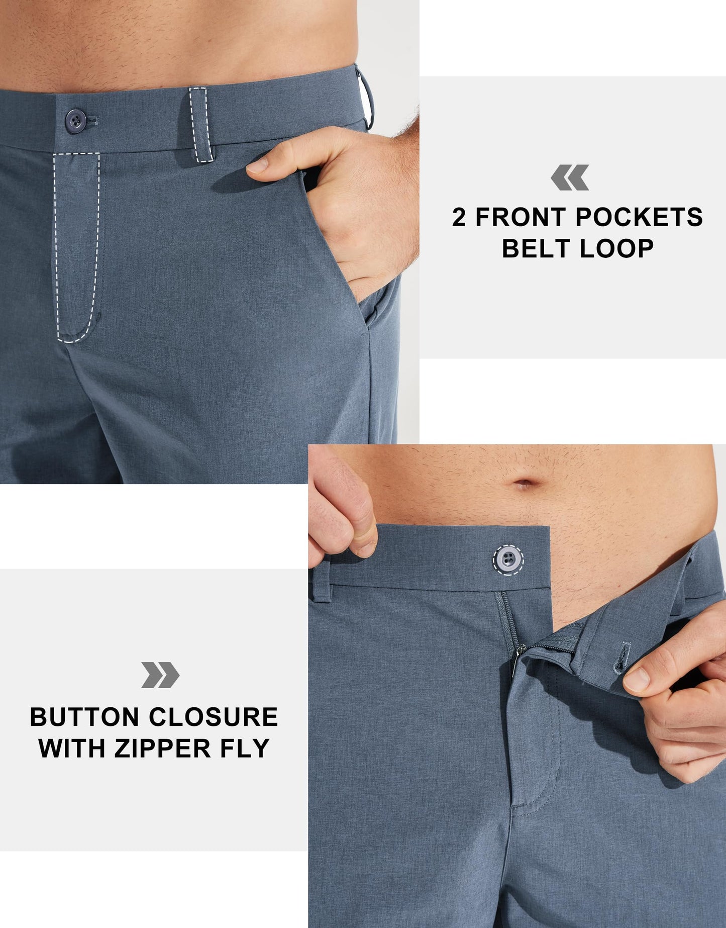 Libin Men's Dress Pants 32" Comfy Business Casual Golf Pants Quick Dry Lightweight Clothing for Men Travel Vocation Work Trousers Water Resistant, Ice Blue, 33W x 32L