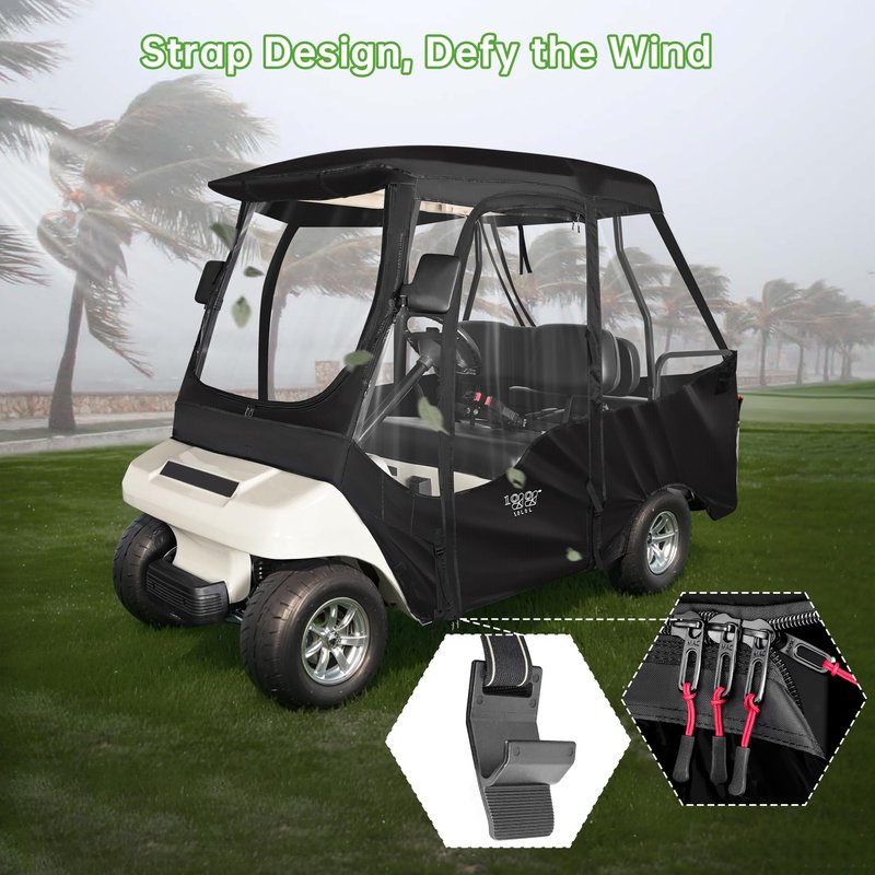 10L0L Golf Cart Enclosure for Club Car DS 4 Passenger (2+2), Waterproof 420D Oxford Rain Cover with Clear PVC Windows, Side Mirror Openings & Rear Light Visibility, All-Weather Driving Protection