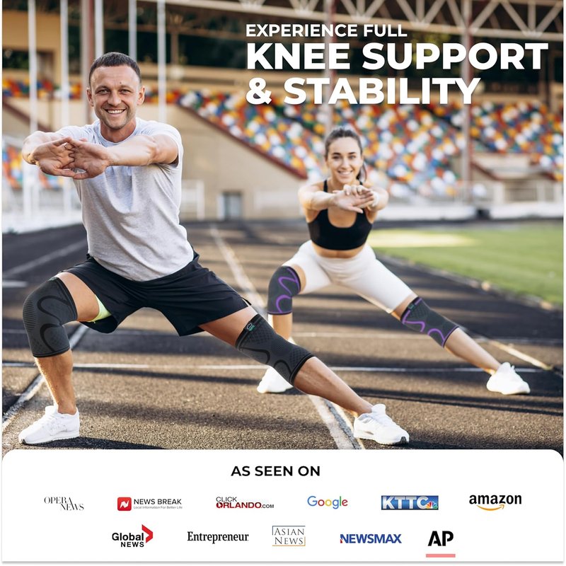 Compression Knee Brace for Running & Sports | 2-Pack Support Sleeves for Meniscus Tear & Arthritis Pain Relief