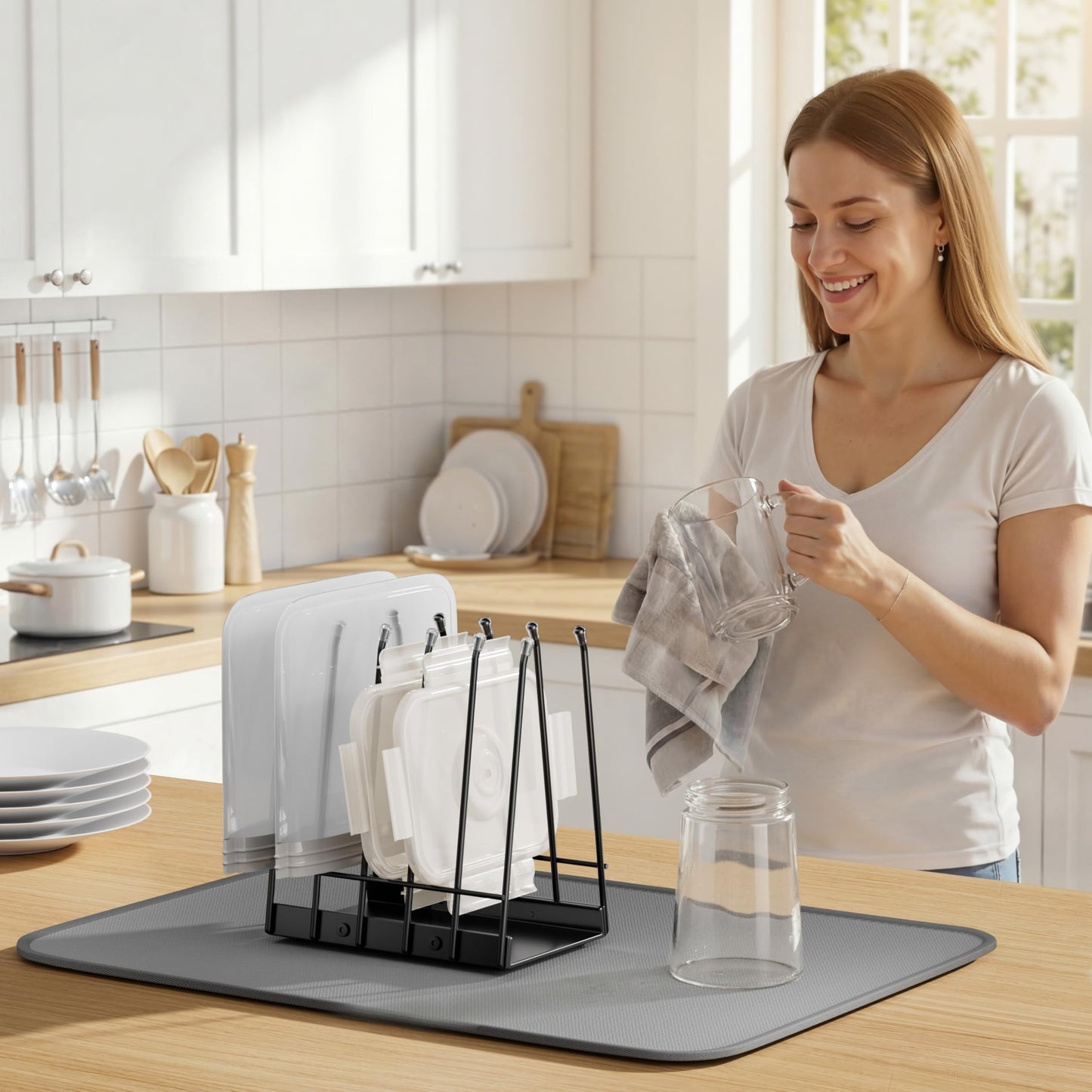 Josmimic Reusable Bags Drying Rack, Plastic Bags Dryer for Ziplock Lerine Silicone Gallon, Snack, Sandwich Storage Bags, Black