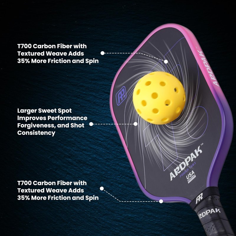 ARDPAK Pickleball Paddle, T700 Carbon Fiber Abrasion-Resistant Surface, 16MM Polypropylene Honeycomb core, USAPA Approved, High Grit,The Pickleball Paddle Designed for Control Spin & Consistency