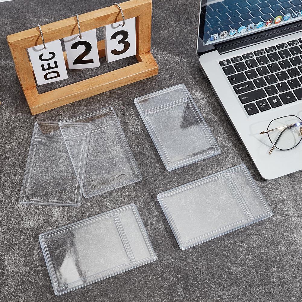 GOMAKERER 10 Pcs Trading Cards Protector, Acrylic Clear Baseball Card Holders with Label Position, Hard Card Sleeves for Card Standard Collector Sport Game Grade Card Case