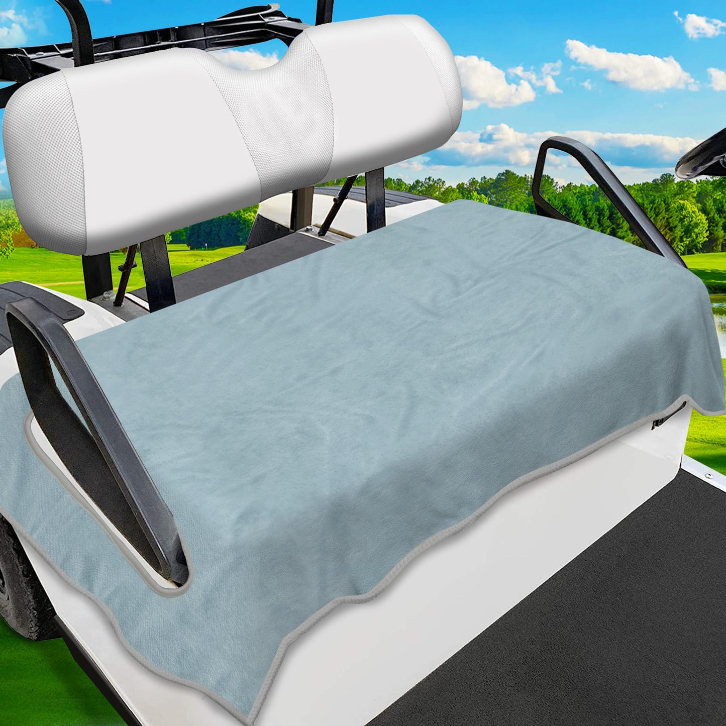 ENYORSEL Golf Cart Seat Covers, Breathable Golf Cart Seat Towel Blanket, Keeps Seats Dry & Comfortable in All Weather, Universal 51"x30" for EZGO, Yamaha, Club Car and More 2/4-seats Cart, Light Gray