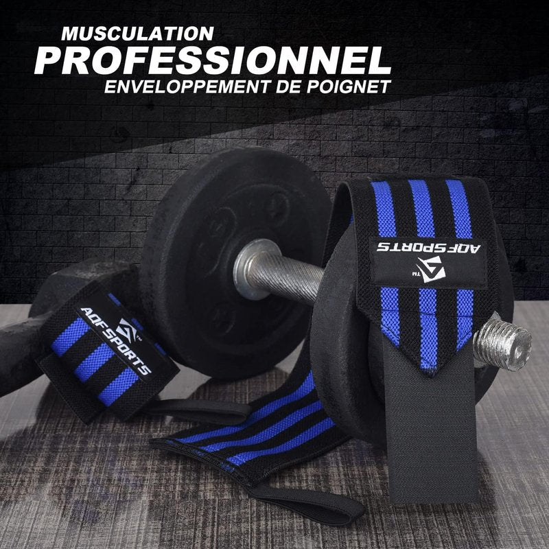 AQF Wrist Wraps - 18" Heavy Duty Weightlifting Wrist Support with Thumb Loop | Ideal for Powerlifting & Bodybuilding (Pair)
