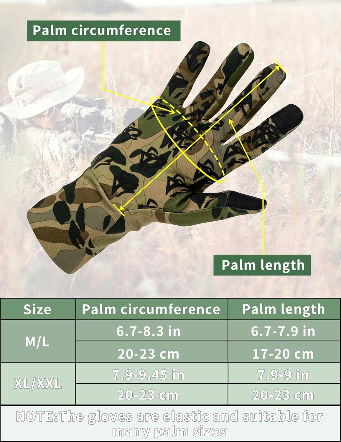 WOLFHUNT Camouflage Hunting Gloves - Lightweight Full Finger Design | Anti-Slip Touch Screen for Men & Women