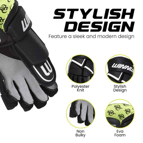 Winnwell AMP500 Ice Hockey Gloves - Indoor & Outdoor Protective Goalie Equipment for Youth, Junior & Senior Hockey Players