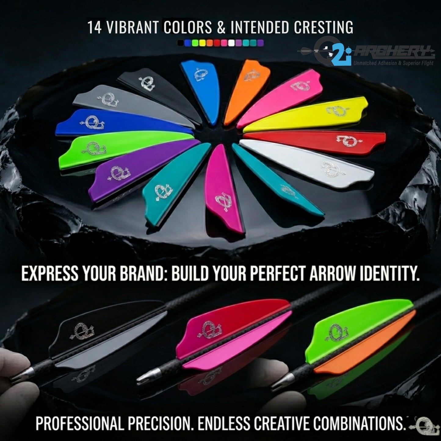 Q2i Fusion X-II | 2.5" | 100pk | Yellow High-Performance Arrow Fletching Vanes with Tri-Fusion Adhesion Technology for Target Archery