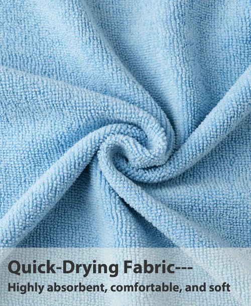 Weecreeture Hooded Towel Poncho with Zipper and Pocket, Surf Poncho for Men and Women, Beach Bath Changing Robe Cover Up Light Blue XL