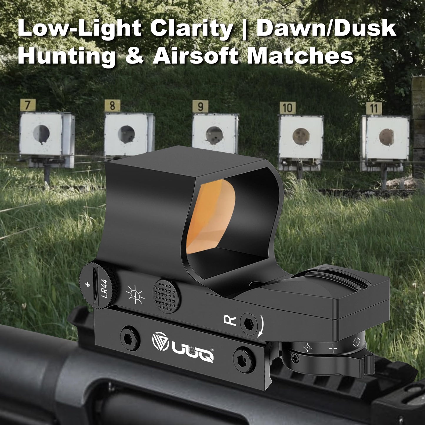 UUQ Red Dot Sight for Beginners - 1x28x40mm Reflex Sight with 4 Reticles, 800G Shockproof & Low-Light Clarity, 20mm Picatinny Rail Mount for Airsoft/Hunting/Paintball