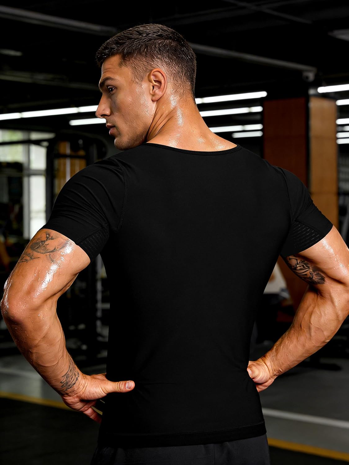 Men's Sauna Shirt - Short Sleeve Sweat Suit for Heat Trapping | Adjustable Waist Belt, Breathable Design