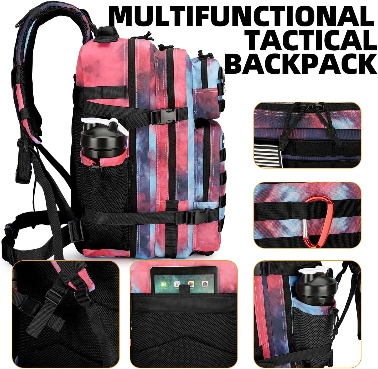 Tactical Backpack - 25L Military Assault Pack for Men & Women | Outdoor Travel Hiking Rucksack - Nebula Camo