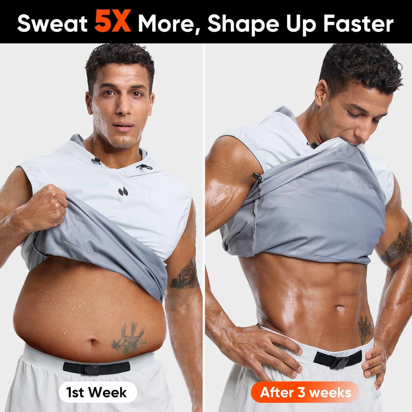 HOTSUIT Sauna Shirt for Men Weight Loss Hooded Sweat Suits Heat Trapping Pullover Vest for Boxing, Running, Gym Workouts