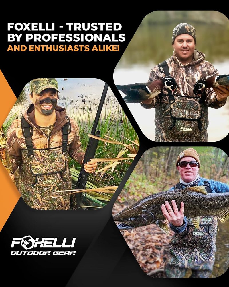 Foxelli Waterproof Chest Waders - 4mm Neoprene Hunting & Fishing Gear for Men & Women | Durable & Comfortable