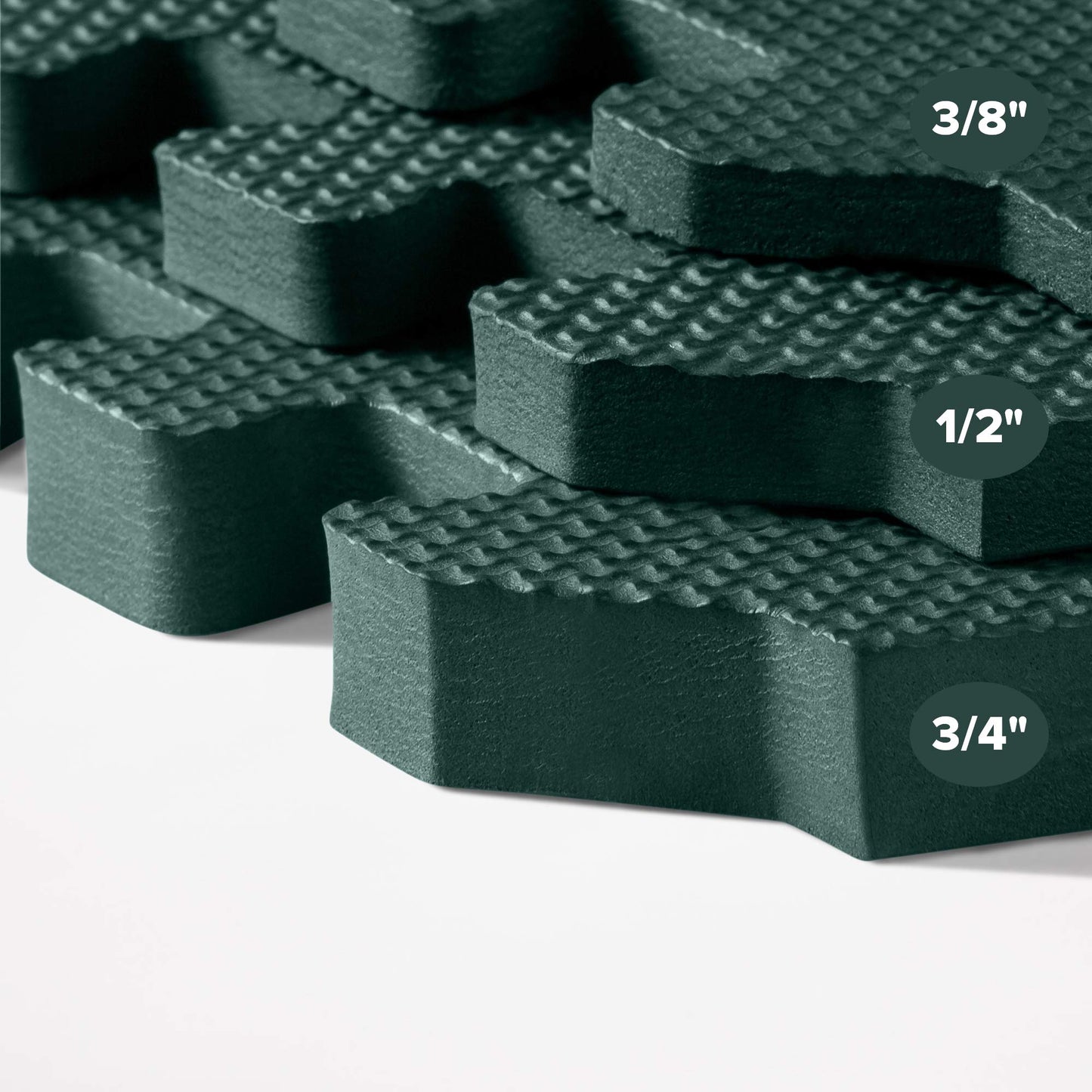 We Sell Mats 3/8 Inch Thick Multipurpose Exercise Floor Mat with EVA Foam, Interlocking Tiles, Anti-Fatigue for Home, or Gym, Hunter Green, 48 Sq Ft
