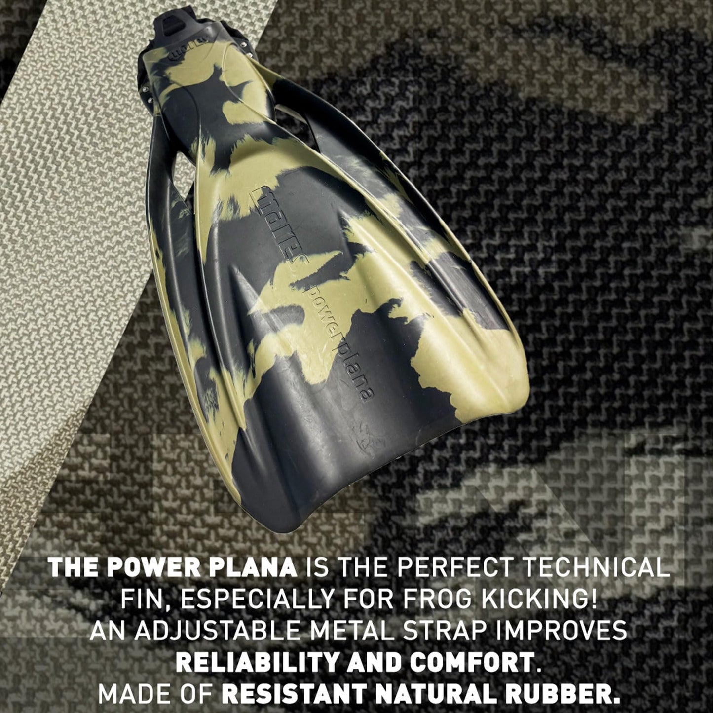 Mares Unisex Adults Power Plana Tactical Green Fins - High-Performance Durable Adjustable Versatile Open Heel Swimming Flippers for Technical Diving, Small