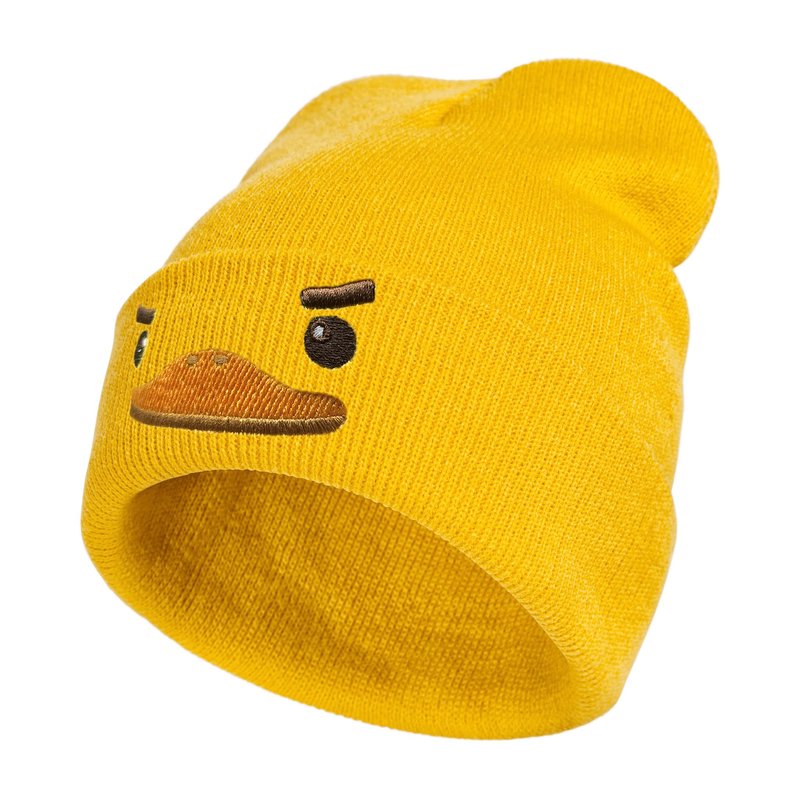 Cute Yellow Duck Embroidered Beanie Knit Hat for Men Women, Cute Funny Graphic Beanie Winter Skull Cap, Gifts for Duck Lovers