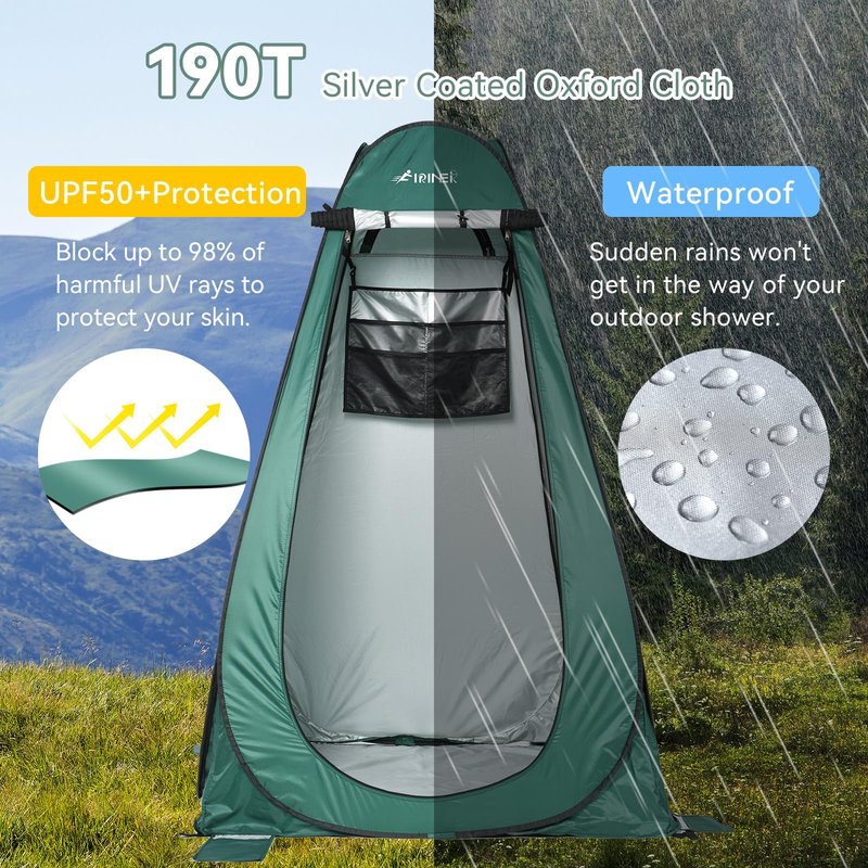 FIRINER Pop Up Camping Shower Tent, Portable Dressing Changing Tent Outdoor with Carry Bag for Beach & Hiking, 75” x 48”x 48”