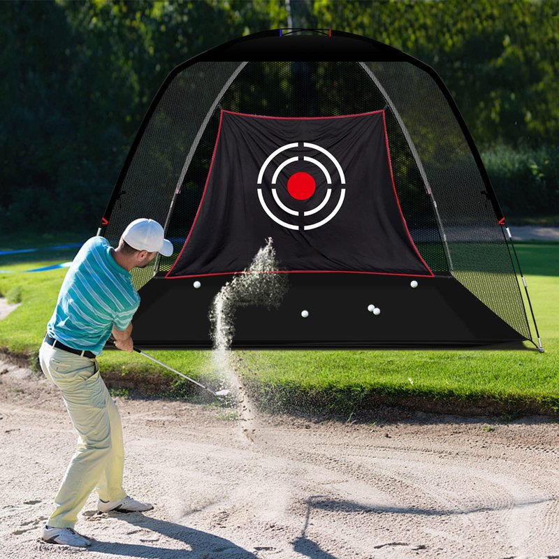 KAIDIDA Golf Hitting Net Portable: 12x7 FT Quick Set Up Driving Training Equipment for Backyard Garage Gift with Target Tee Cap Turf Ball