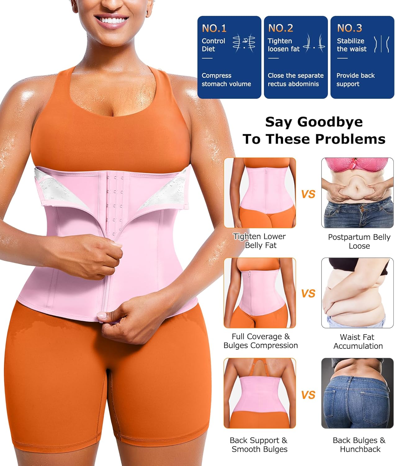 Waist Trainer for Women - Lower Belly Trimmer Corset Tummy Wrap | Sweat Belt for Effective Workouts