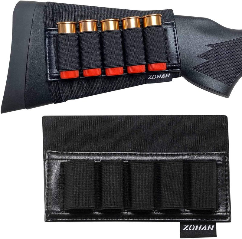 ZOHAN 5-Round Shotgun Shell Holder - Leather Backing for 12 GA Shells | Durable & Convenient