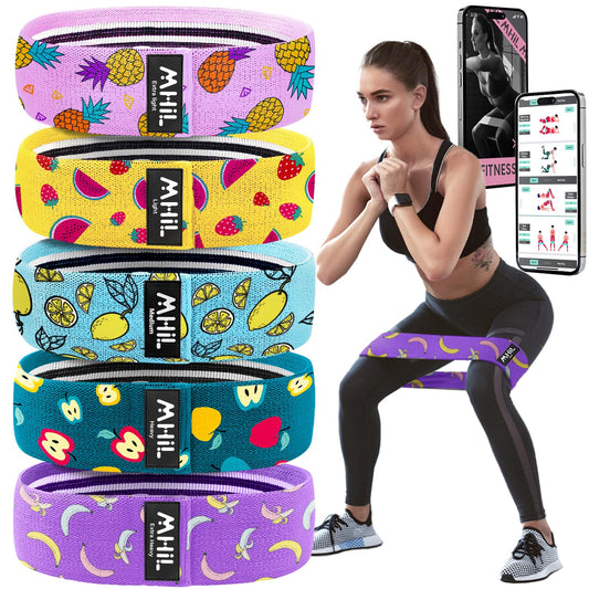 Fabric Resistance Bands for Working Out - 5 Booty Bands for Women and Men, Best Exercise Band Workout Bands for Workout Legs Butt Glute Hip - Gym Loop Fitness Bands Set for Home with Training Guide