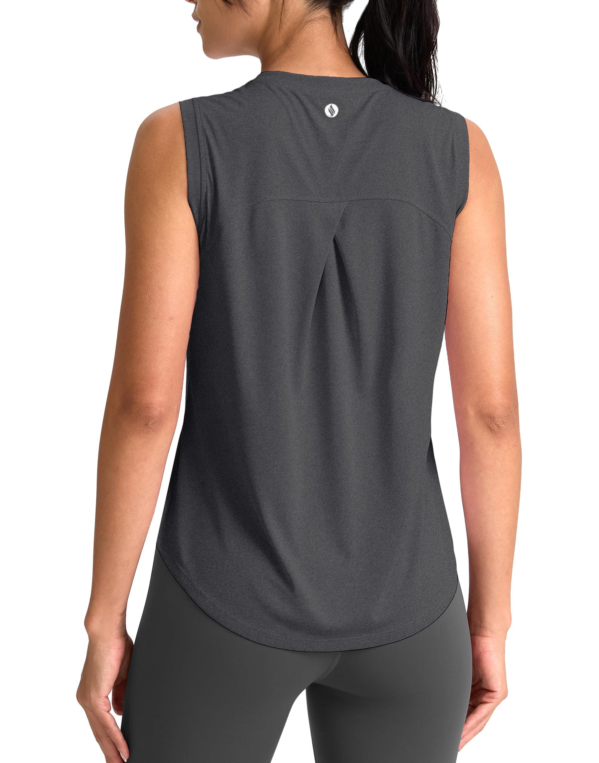 SANTINY Women's Workout Tops Athletic Gym Yoga Tank Tops (Dark Grey_XL)