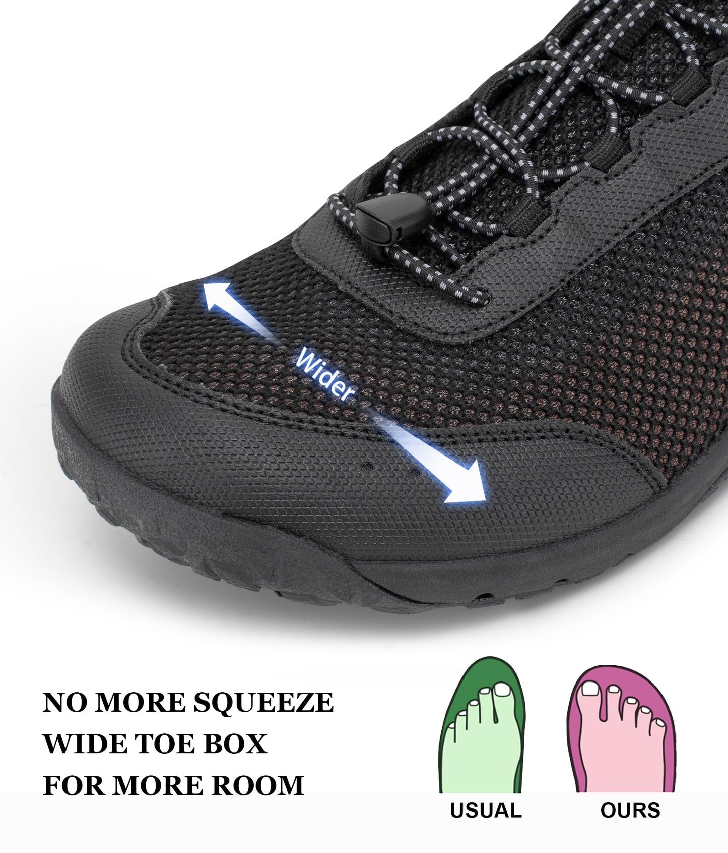 Mens Barefoot Water Shoes - Minimalist Zero Drop Swim Shoes with Wide Toe Box - Quick-Dry Aqua Socks for Beach, Kayak, Fishing & Boating Black Size 10