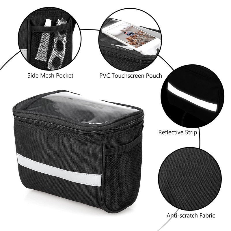 Lixada Bike Baskets Bag with Reflective Stripe Bicycle Handlebar Bag Bike Frame Bag Bicycle Bag Bike Front Tube Bag Bike Pannier Bag