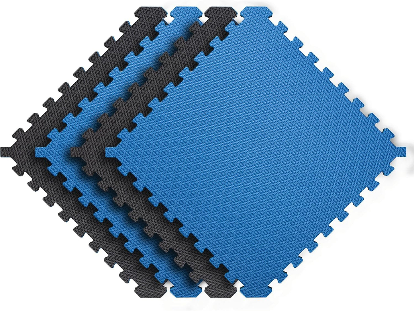 Norsk Reversible Gym Exercise Mats 3/4" Thick EVA Interlocking Foam Tiles, Perfect Gym Flooring for Home Gym, 36 Tiles & 72 Trim Pieces, 144 Sq. Ft. Reversible, Dazzling Blue/Black