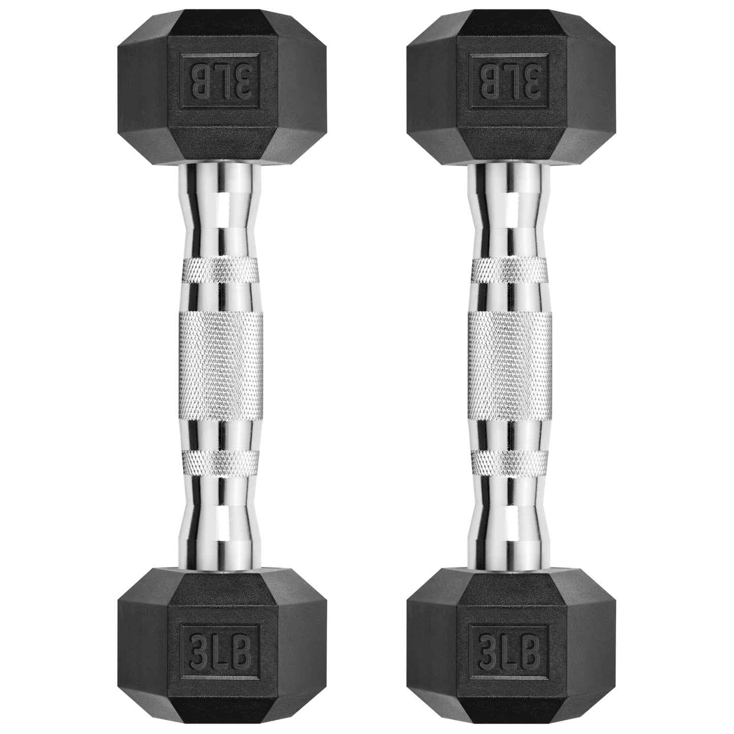 Hex Dumbbell Rubber Encased Dumbbell Strength Training Hex Dumbbell, Hand Weight For Workout & Exercise/Pair of 3LB