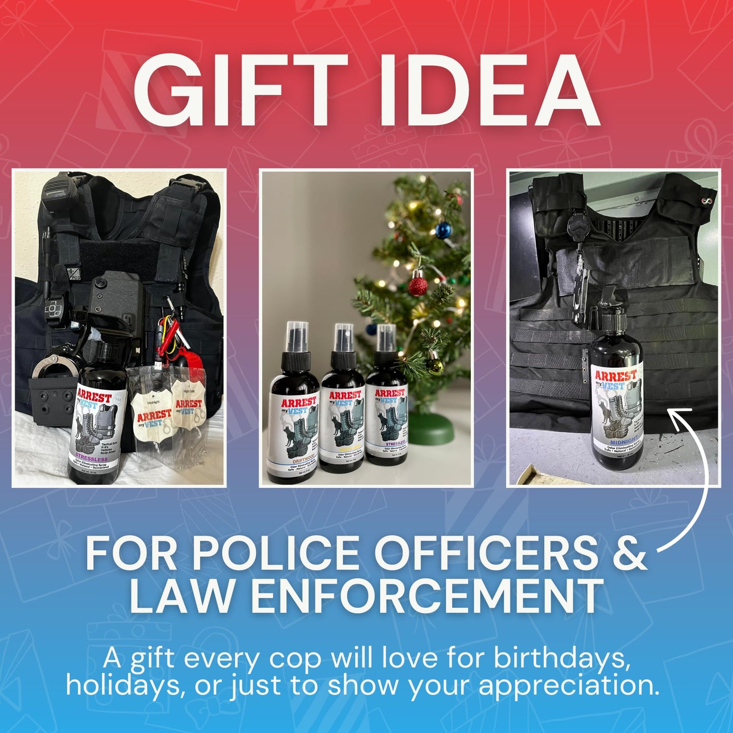 Arrest My Vest Military Grade Odor Eliminating Spray for Body Armor, Tactical Gear, and K9 Equipment. Safe on All Ballistic Vests, Fabrics, & Police Gear - 6 Pack of Midnight 4 oz Bottles