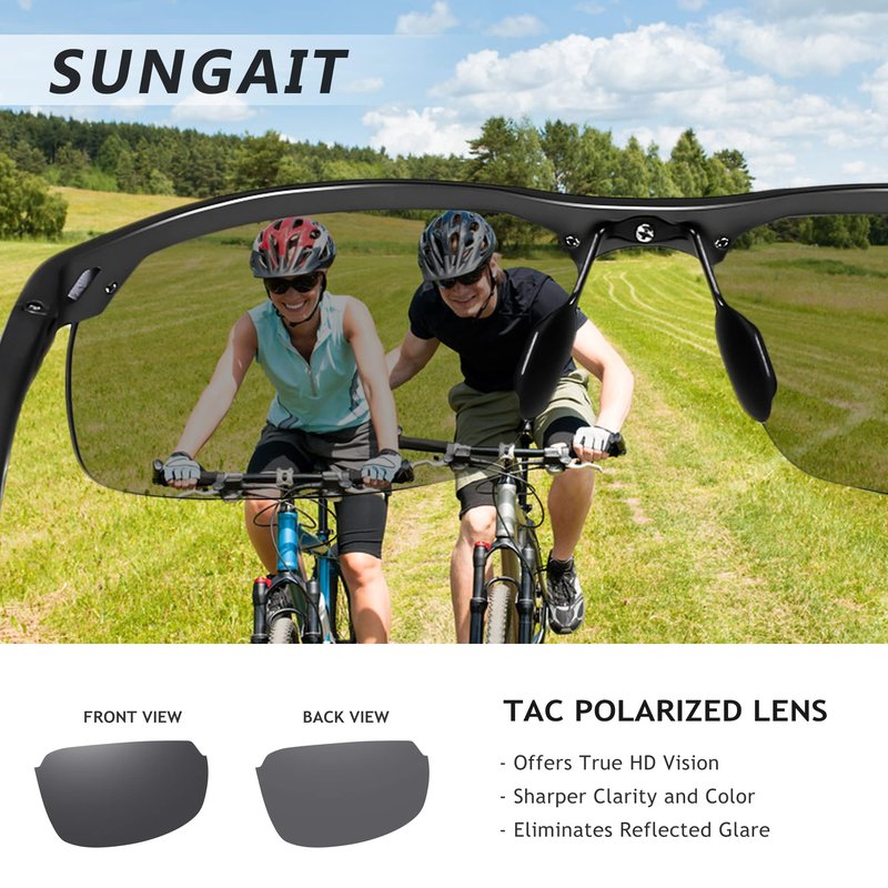 SUNGAIT XXL Extra Large 152MM Polarized Wrap Around Sports Sunglasses for Men Women Fishing Driving Al-Mg Frame UV400 (Gunmetal Frame/Gray Lens)