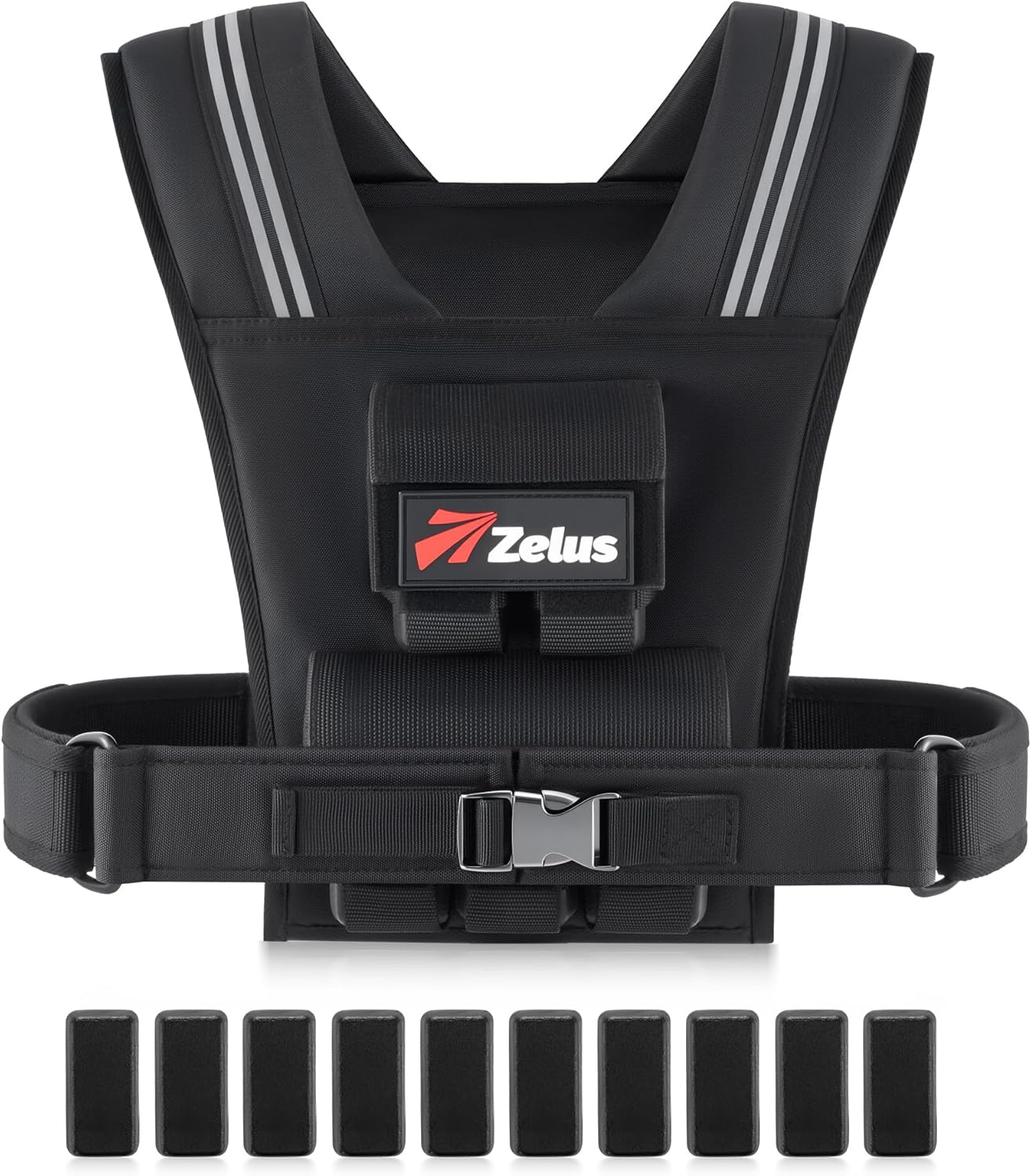 ZELUS Weighted Vest for Men - Adjustable 23lbs to 45lbs with Removable Iron Weights | No-Bounce Design for Strength Training & Running