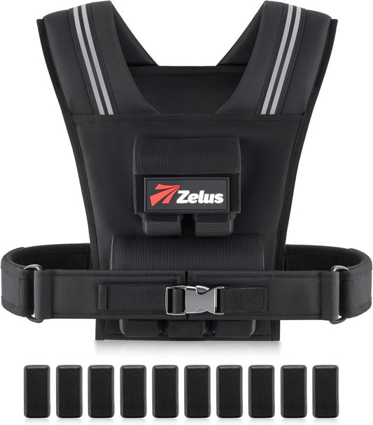 ZELUS Weighted Vest for Men - Adjustable 23lbs to 45lbs with Removable Iron Weights | No-Bounce Design for Strength Training & Running