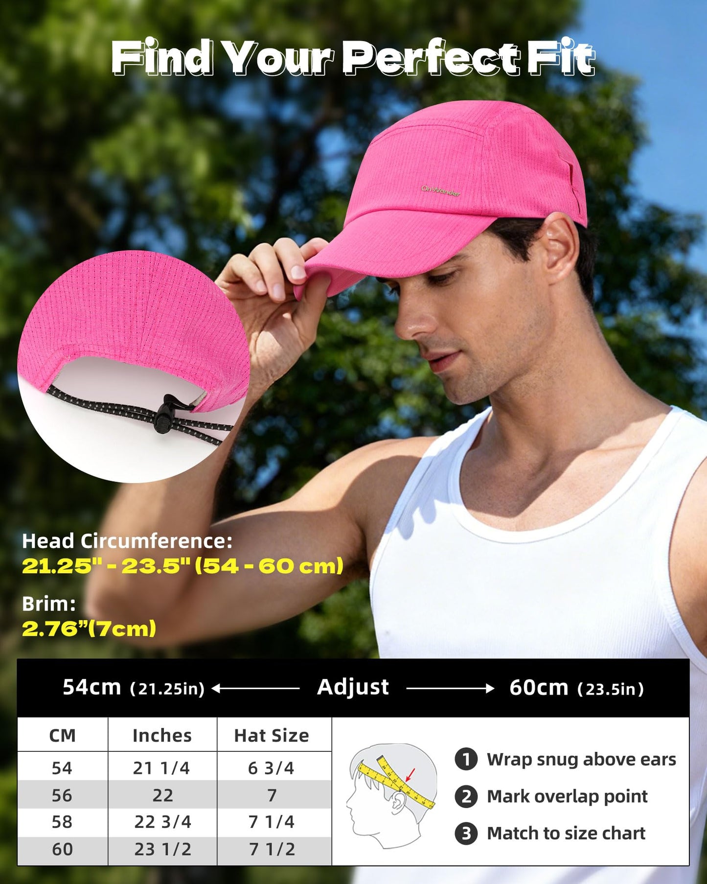 OnWander Performance Hat for Women Men, Lightweight Breathable Mesh Running Hat, Sport Cap for Golf, Cycling, Tennis Blue