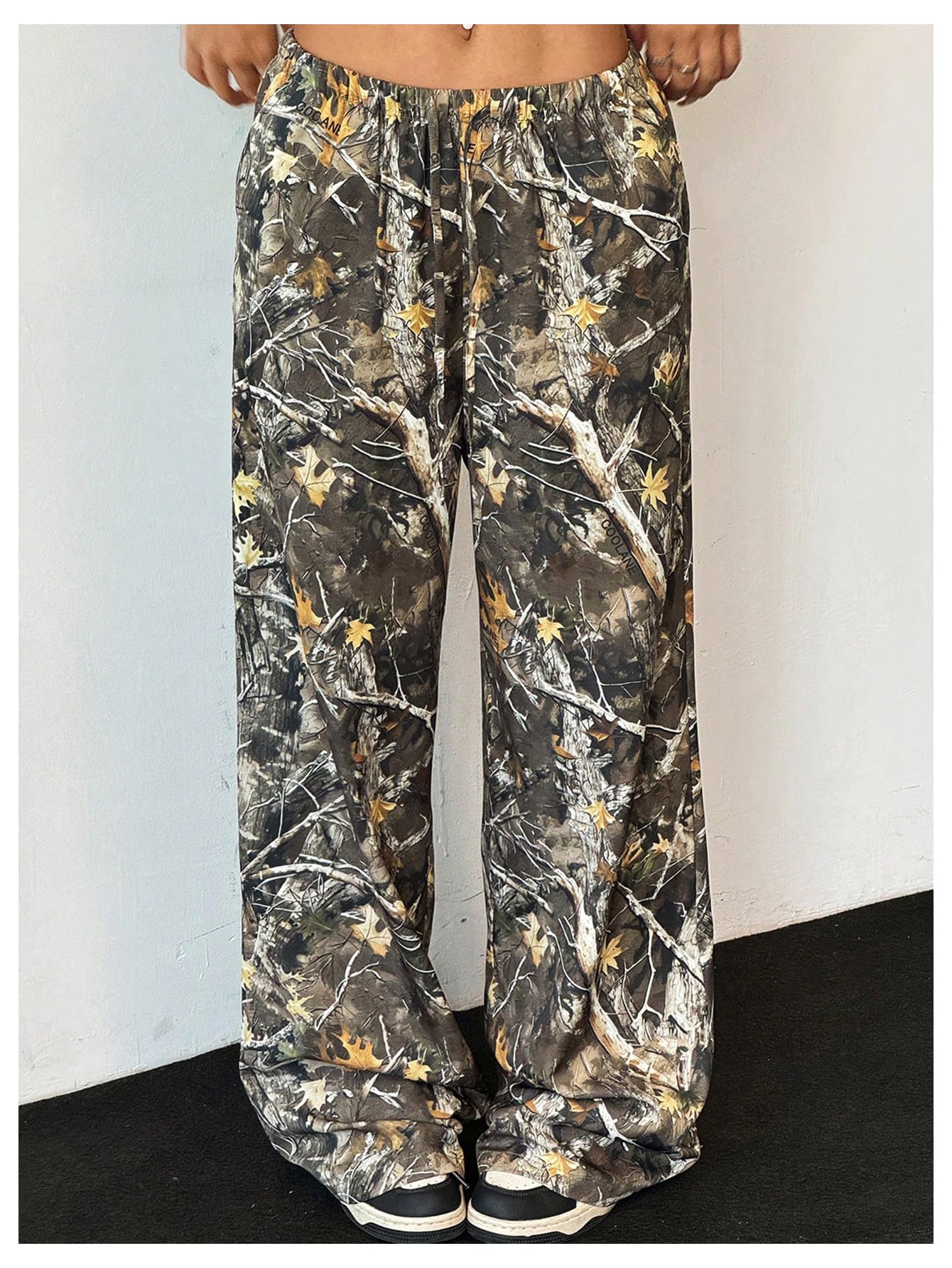 Floerns Girl's Camouflage Baggy Wide Leg Hunting Pants Drawstring Camo Pant