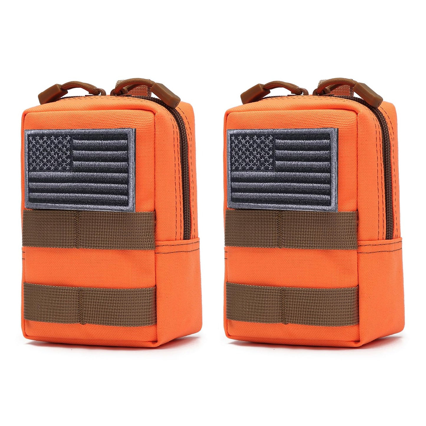 2 Pack Molle Pouches - Tactical Compact Water-Resistant EDC Pouch (Orange)