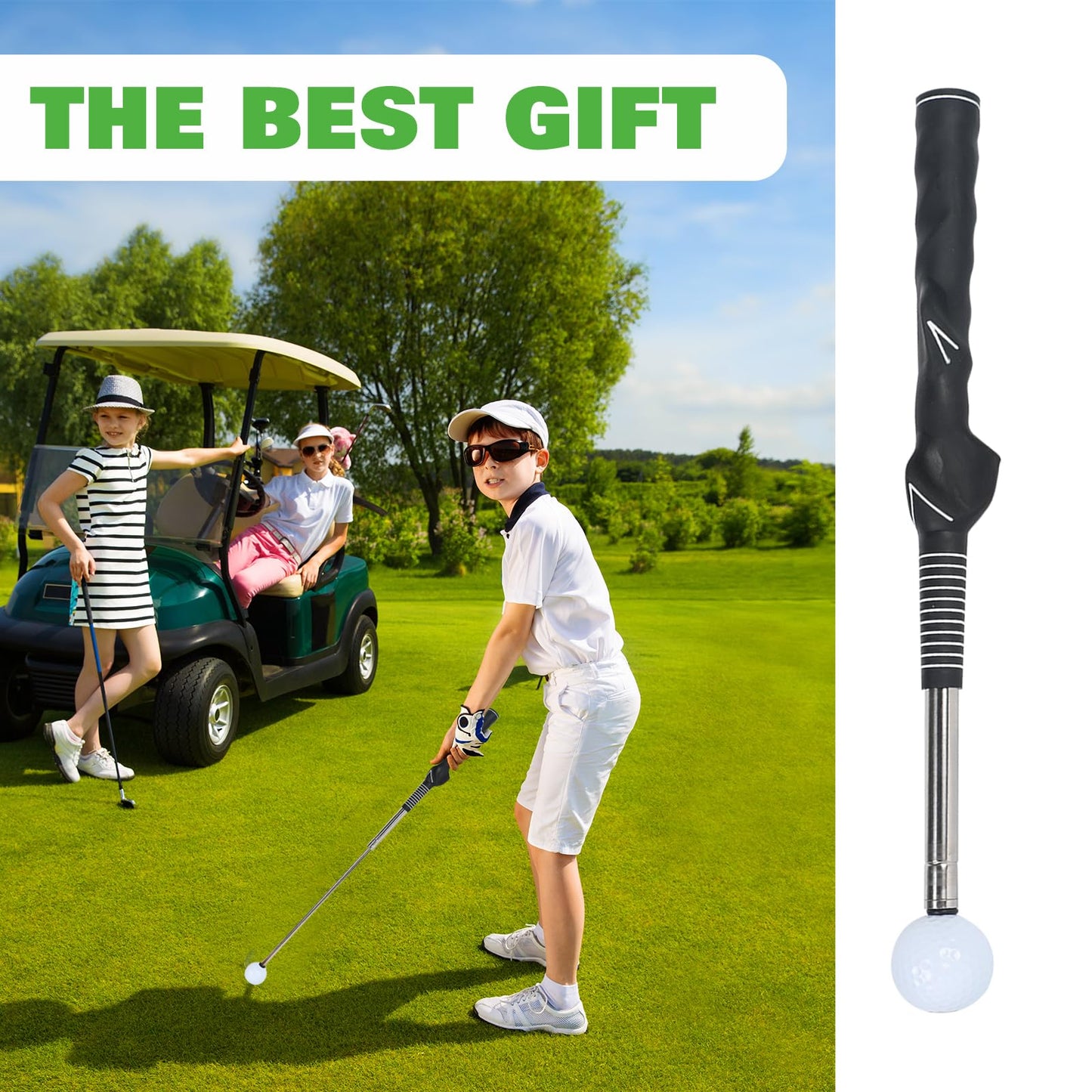 Crystalberry Retractable Golf Swing Training Aid Golf Training Aid for Warm-Up Portable Golf Swing Trainer Golf Accessories Strength & Tempo Training for Chipping Hitting