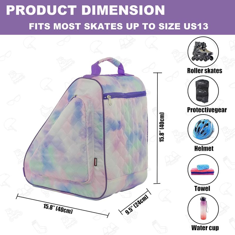 Skate Bag for Ice, Inline, Roller & Quad Skates - Durable Design for Kids & Adults