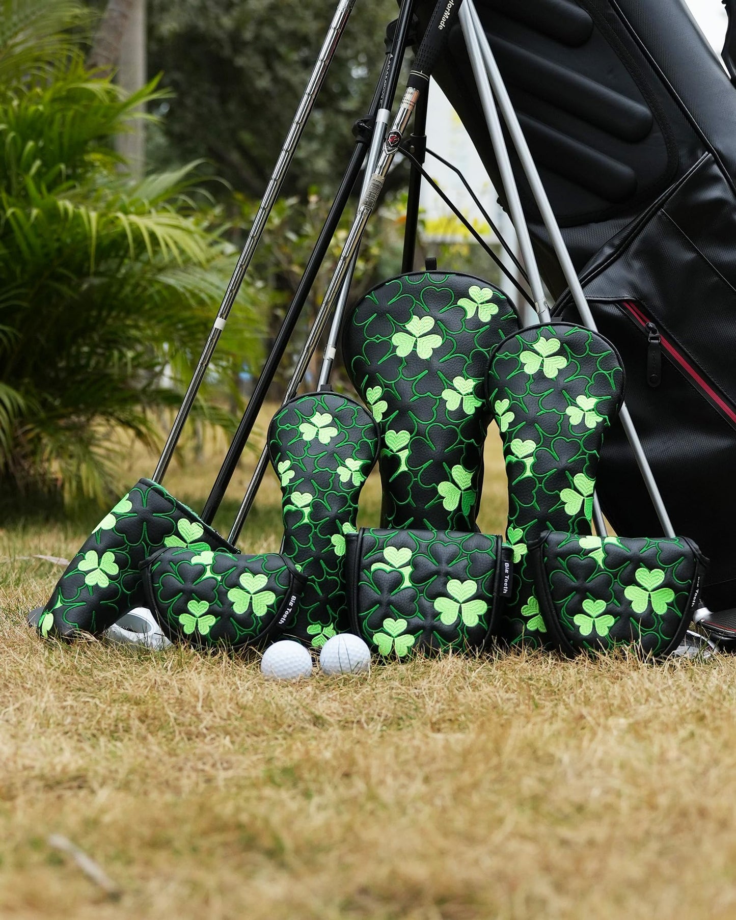 Big Teeth Golf Irish Luck Driver Headcover St. Patrick’S Day Driver Cover Black Driver Head Cover Lucky Clover Golf Driver Head Covers Green Shamrock